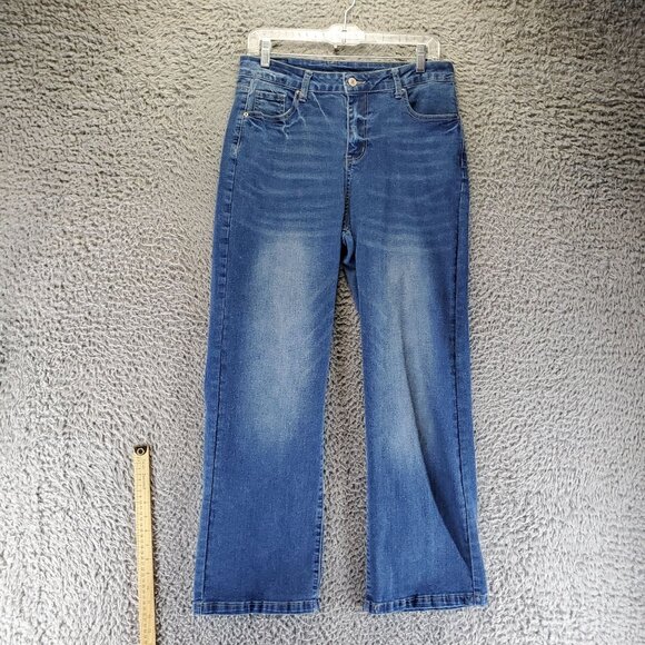 Sidefeel Jeans Womens Size 12 Blue High Waist Straight Leg Stretch Denim - Picture 1 of 12